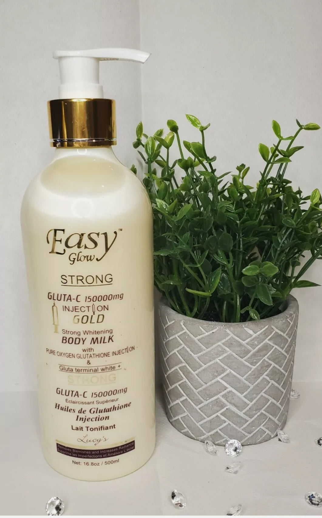Easy Glow Strong Gluta C 150000mg injection gold strong whitening body milk 500ml