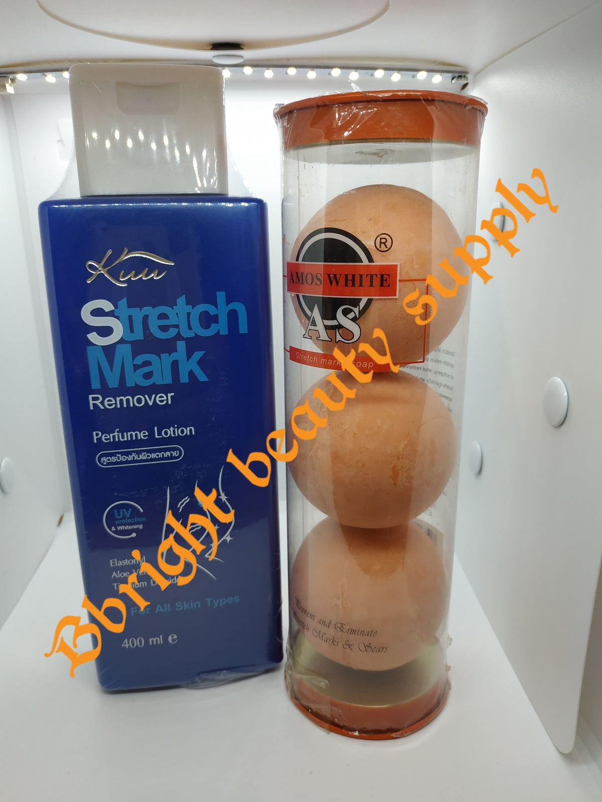 Kuu Stretch Mark Revor lotion + Amos White Stretch Marks Soap