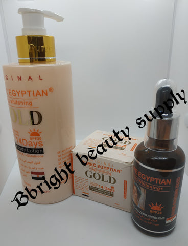 Pure Egyptian magic whitening gold 3 set(lotion,oil,face cream)