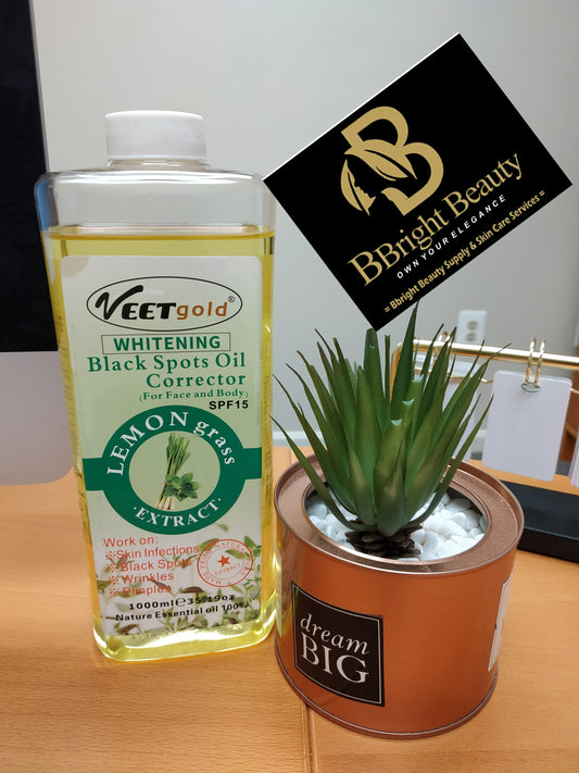 Veet gold brightening black spots oil corrector for face and body with spf 15 lemon grass extract.1000ml