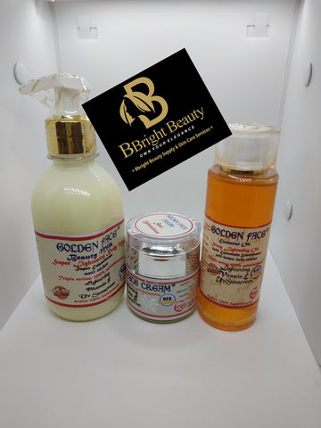 Golden face beauty milk set (lotion face cream,oil)