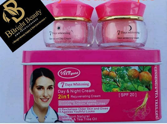 Veet Gold 7 Days Whitening Day and Night 2 in 1 Rejuvenating face cream with Ginseng &Tea tree oil with Spf 20