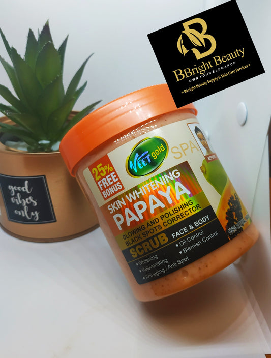 Veet Gold Skin Whitening Papaya Glowing, Polishing and Black Spots Corrector Body Scrub 500g