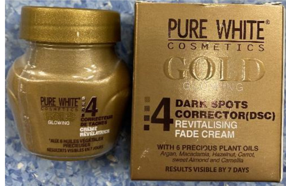 Pure White Cosmetics Gold Glowing Face Cream,Dark Spots Corrector 30ml