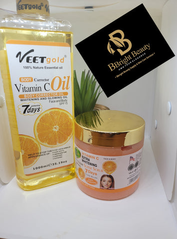 Veet Gold 100% Nature Essence Body Corrector Oil + Vit.C Body Scrub