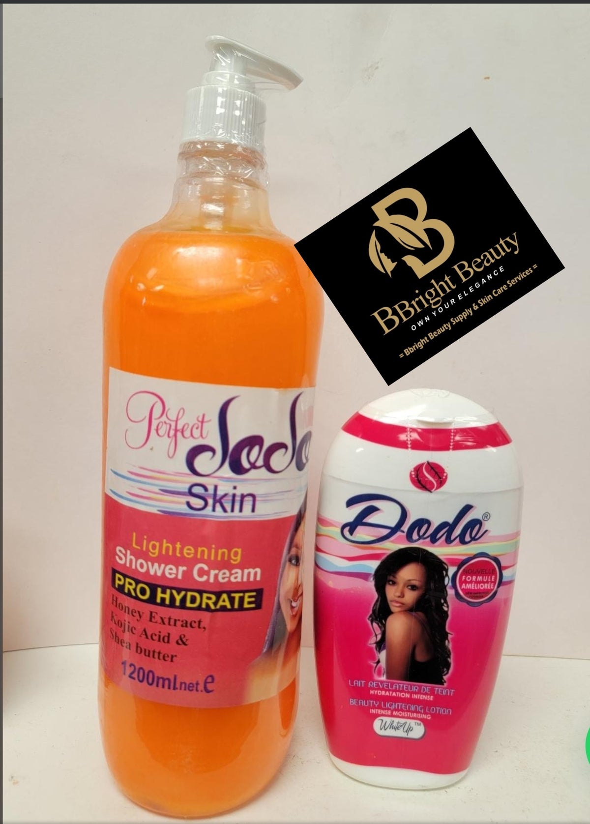 Dodo Skin Lightening Shower Bath 1200ML Honey,Kojic Shea Butter Extract & Body Lotion 250ML
